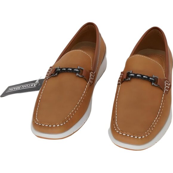 Aston Marc Crosby Bit Loafers Tan Leather Slip-On Driving Shoes Men 9M - Picture 5 of 6
